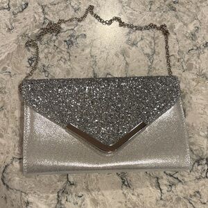 Silver Glitter Clutch Bag